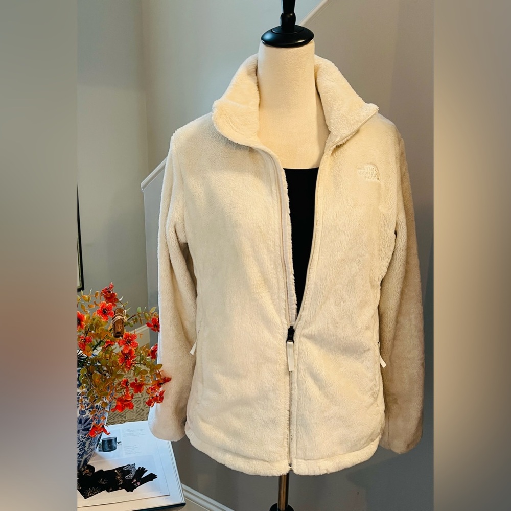 THE NORTH FACE Women’s “Osito”Fleece Full Zipper Soft Furry Jacket Ivory